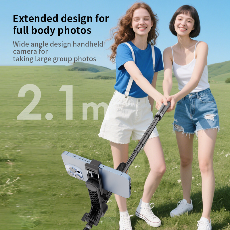 2.1m Scalable Selfie Stick wit - Auto Tracking Tripod ulasan dan harga
