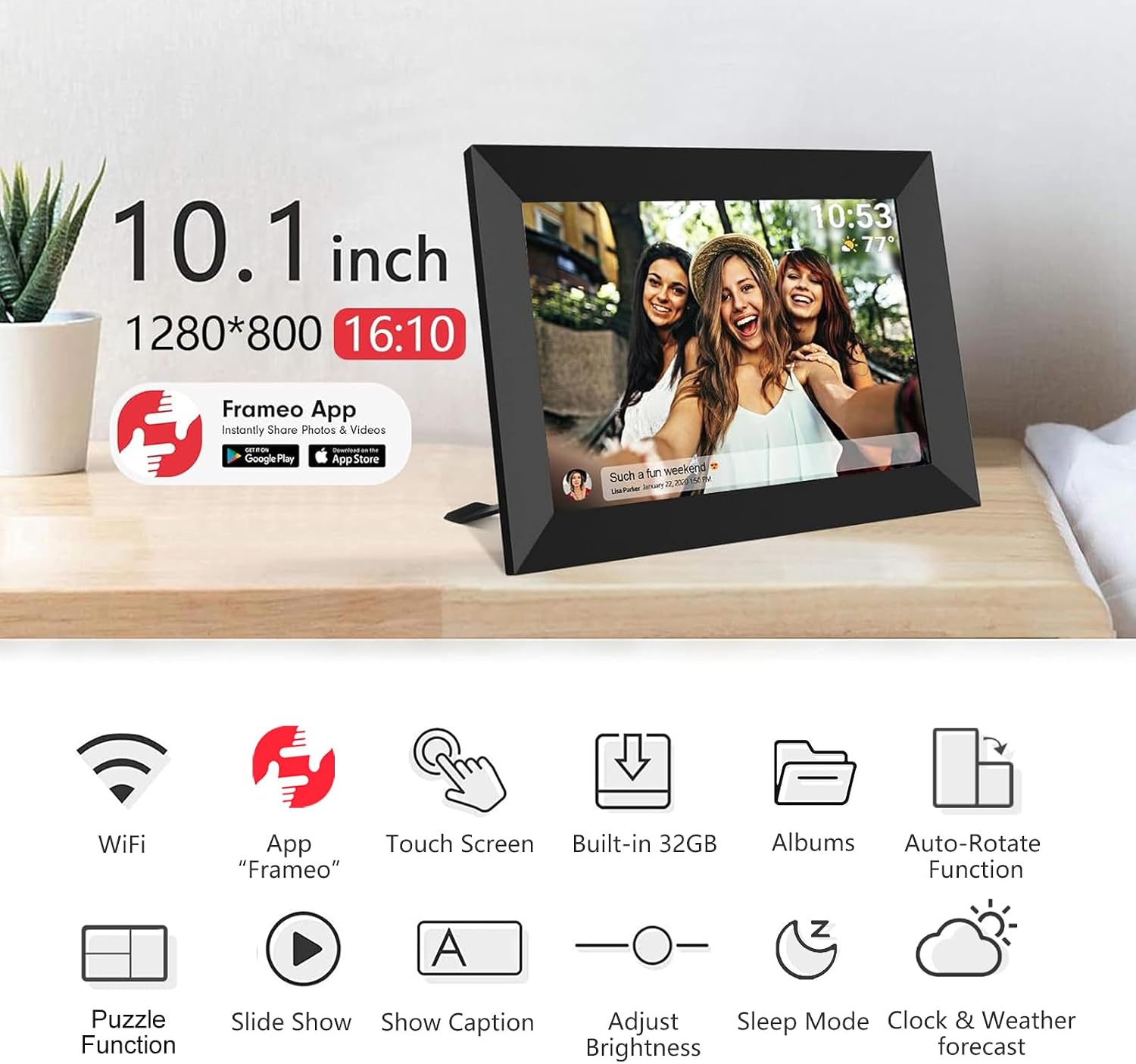 10 1 Inch 32GB Smart WiFi Digi - Digital Photo Frame Wifi ulasan dan harga