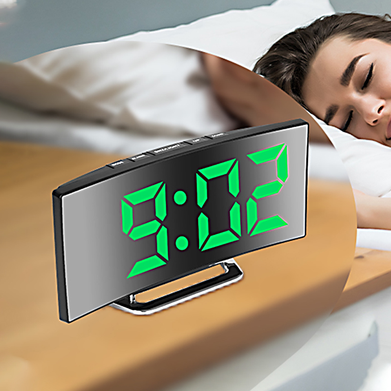 LED Digital Alarm Clock Curved - Electronics Gadgets For Home ulasan dan harga
