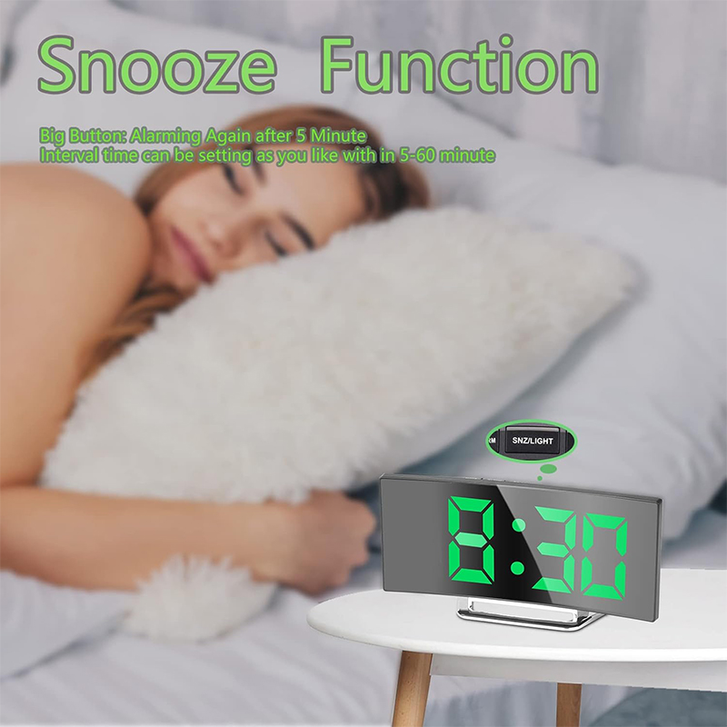 LED Digital Alarm Clock Curved - Electronics Gadgets For Home ulasan dan harga
